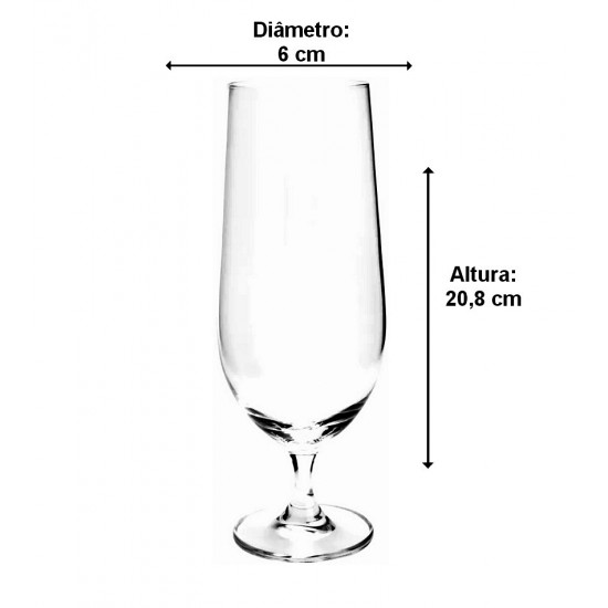 Jogo 6 Taças 470ml Para Cerveja Columba Cristal Ecológico Bohemia